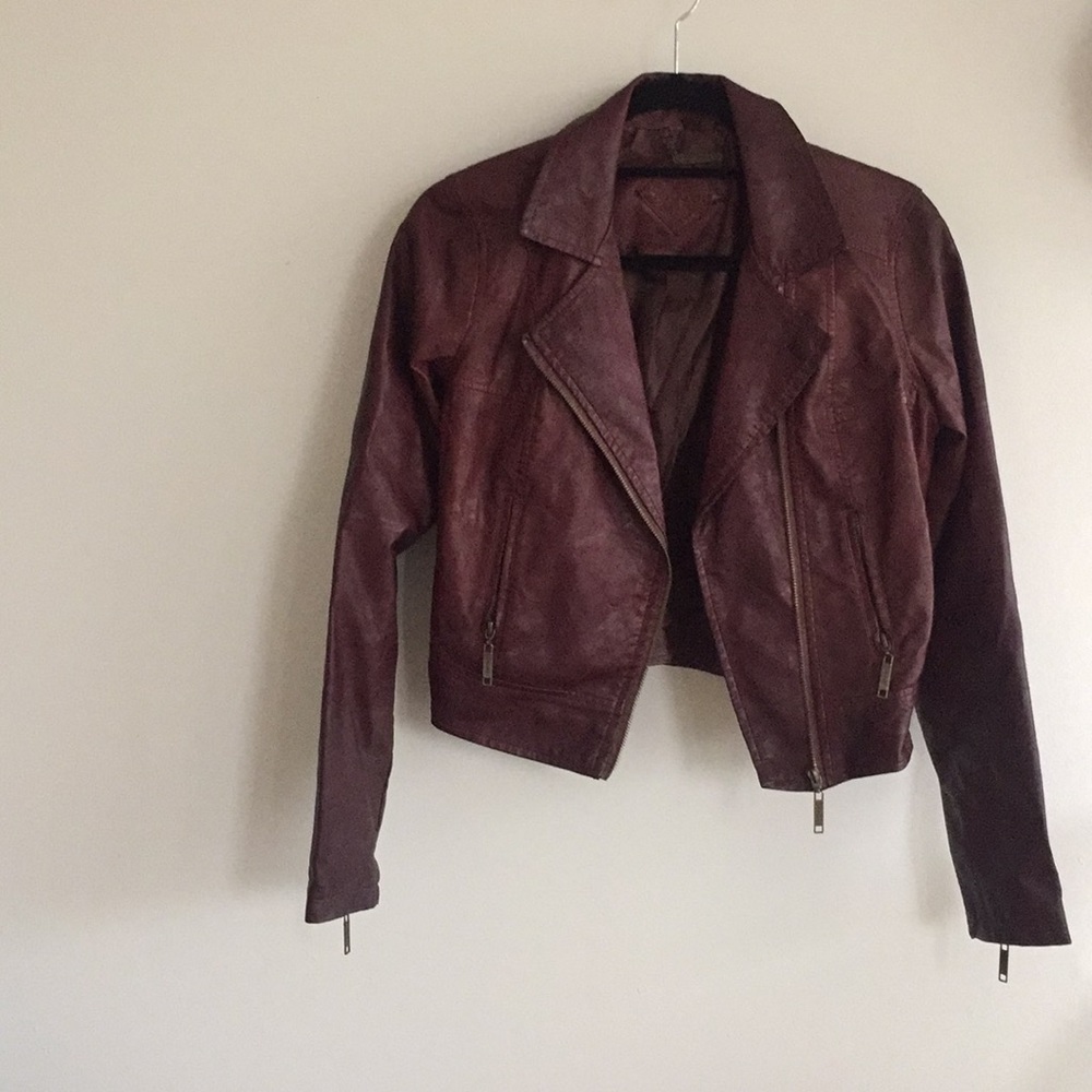 Brown/Maroon Faux Leather Jacket